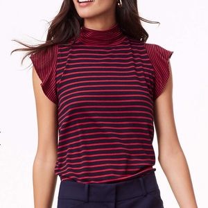 Ann Taylor LOFT Mock Neck Petal Sleeve Top